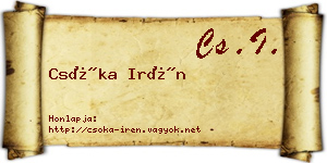Csóka Irén névjegykártya
